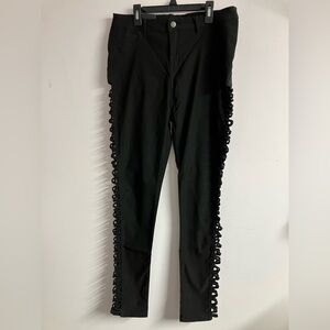 American Bazi Women’s Super Skinny High Rise Jeggings, 1X, Black, NWT, Cut Outs